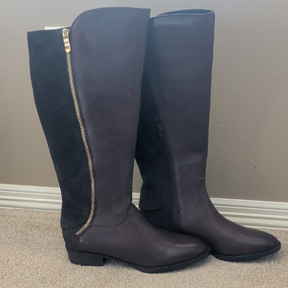 LOFT Black and Gray Over the Knee Boots